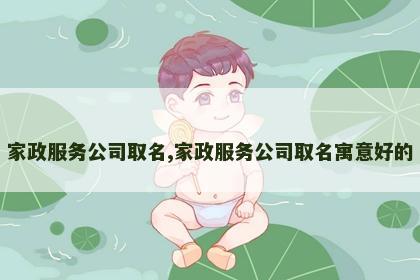 家政服务公司取名,家政服务公司取名寓意好的